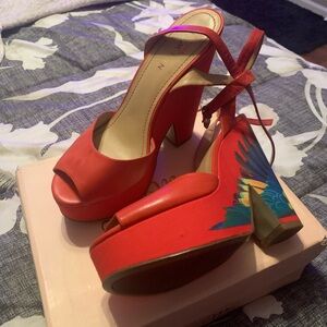 Red multi color wedge